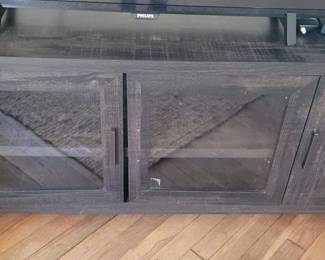 Entertainment Cabinet 64 1/2" long x 15 1/2" deep x 22 1/2" tall, some condition issues