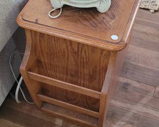 Back of oak side table