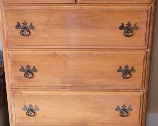 Vintage Maple tall dresser, has matching dresser with mirror and two nightstands