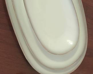 Rosenthal-Continental Bettina Gray Edge Platinum Trim 3 oval serving platters, 9 1/2", 13", 15"