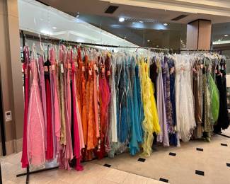 So many dresses!  We have almost 100 size 6's!  All formal wear dresses are $100 or less.  Bridal dresses are $150 or less. The lowest price on tag is the cost.