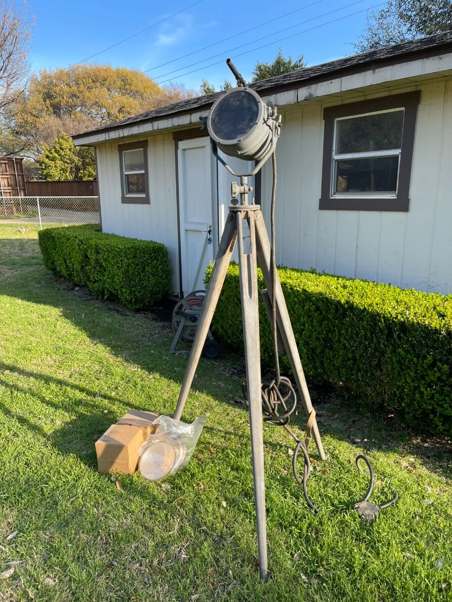 VERY RARE from World War Two - Signaling Searchlight 97203 US Navy WWII Generator also available - priced separately. Includes light, stand, scope and scope case, and 4 extra bulbs. US Metal Products Co New York Navy Cont N0bs 20291