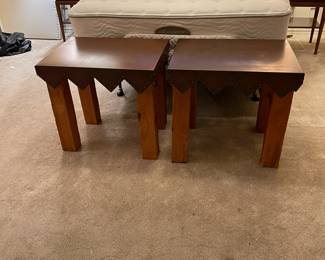 Metal top 'Flintstone' side tables