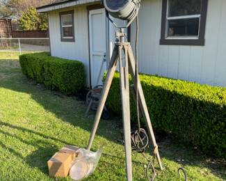 VERY RARE from World War Two - Signaling Searchlight 97203 US Navy WWII Generator also available - priced separately. Includes light, stand, scope and scope case, and 4 extra bulbs. US Metal Products Co New York Navy Cont N0bs 20291