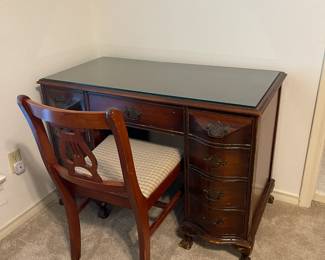Petite desk and wooden chair