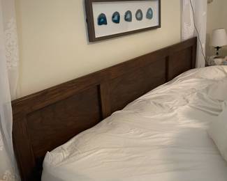 King sized burled walnut headboard and frame. Beautyrest king mattress sold separately.