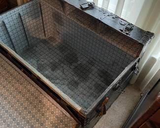 Inside of travel trunk chest