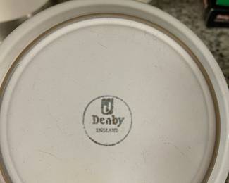 Denby England stoneware - complete set of dishes, including coffee/ tea pot, sugar, creamer, large platters and bowls, soup bowls and other unique pieces. Denby is discontinued, and these dishes are highly desirable.