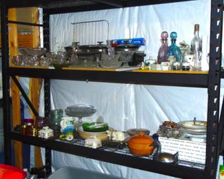 Pottery and glass items (items sold separately).