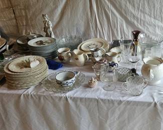 Pottery and glass items (items sold separately).