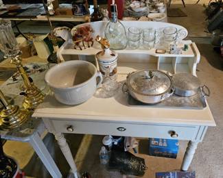 Pottery and glass items (items sold separately).