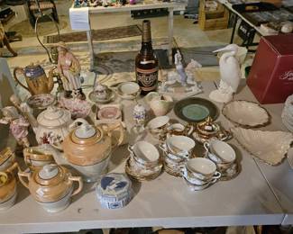 Pottery and glass items (items sold separately).