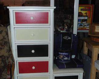 Painted chest with bench and mirror (perfect for a mud room.