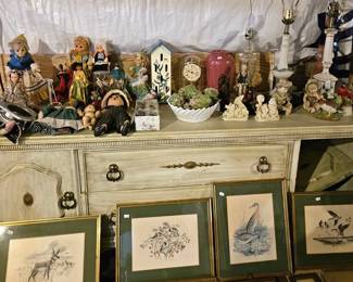 Pottery and glass items, and framed art (items sold separately).