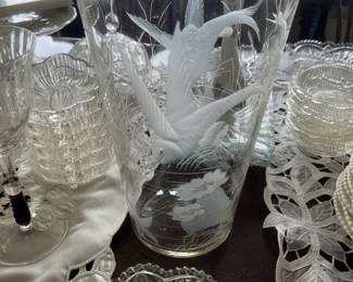 Etched goldfish vase