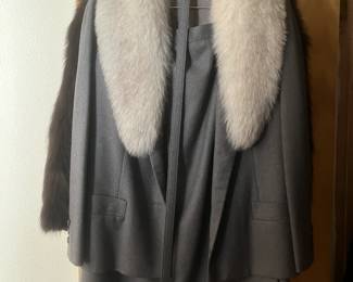 Suit with fox collar