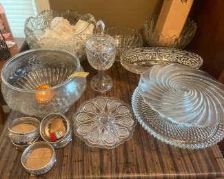 Cake plates, punch bowls, candy dish, etc