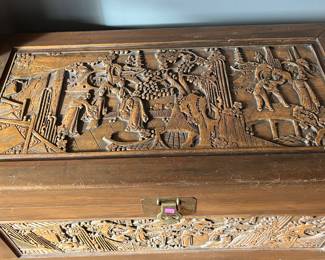 Carved camphor chest 