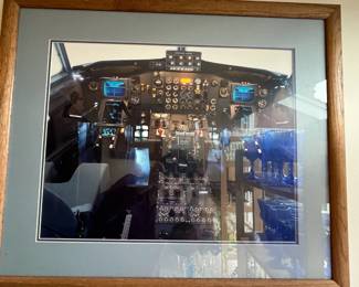 Boeing cockpit framed photo