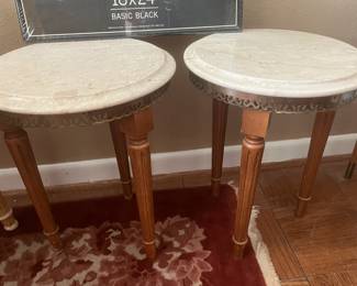 Two round marble top tables (Italian)