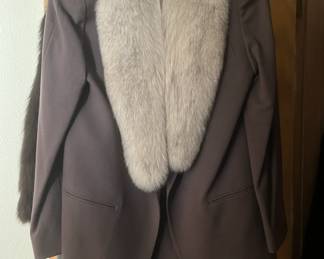 Suit coat with fox collar (includes a skirt)