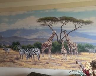 Safari wall mural by Rick Kelley - listed artist.  Approx 8'x 4'