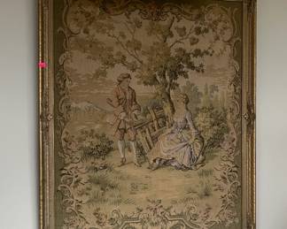 Vintage Italian tapestry with light