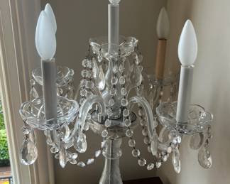 Venetian, elegant, glam, crystal table 5 light lamp