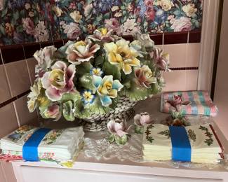 Huge, heavy capodimonte flower basket.  There is damage, but what a piece!