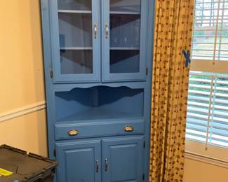 Pair of corner cabinets. Primitive blue. 