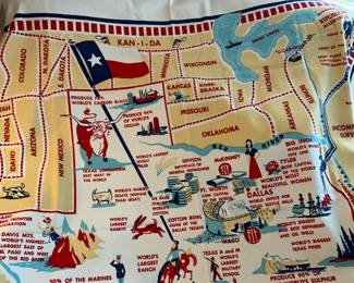 Vintage Texas state tablecloth