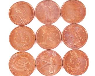 9 Copper Liberty Coins
Estimate
$50
-
$70