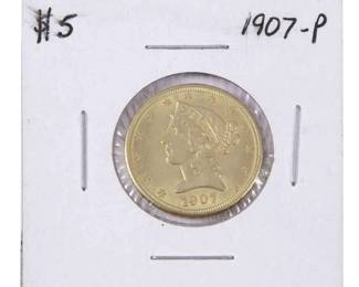 1907 $5 Gold Coin
Estimate
$500
-
$600