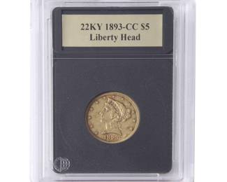 1893 Liberty Head Gold Coin
Estimate
$1,000
-
$1,500
