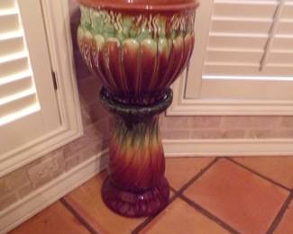 Pottery Pedestal and Jardinière