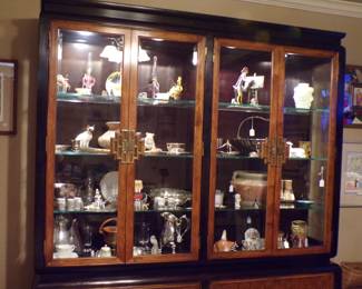 Display Cabinet Full of Glassware, Pottery and Collectibles