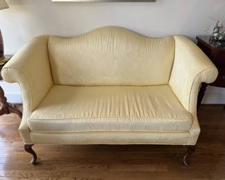 Late 20th Century Chippendale Style Carved Walnut Camelback Loveseat