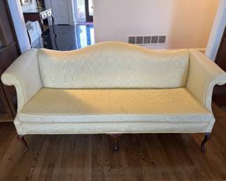 Late 20th Century Chippendale Style Carved Walnut Camelback Sofa