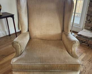 Carved Upholstered Wingback Armchair