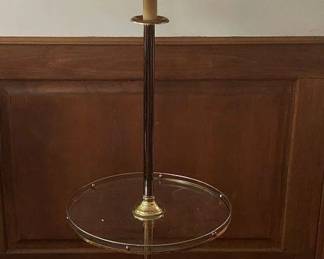 Mid Century Brass Floor Lamp with Table