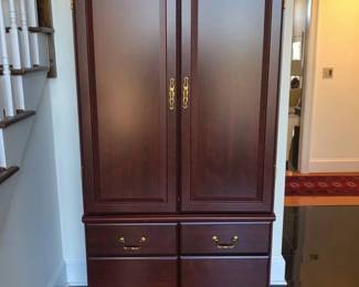 Cherry Office Storage Hutch with One Built in File Drawer