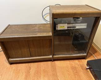 Glass and Wood Media Storage Cabinet