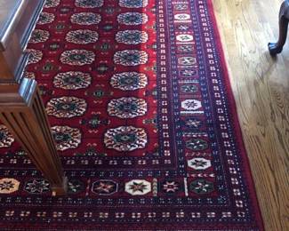 Brilliant Burgandy Machine Woven Area Rug with Fringe