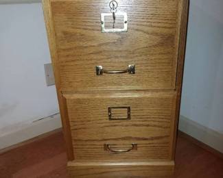 Locking Wooden File Cabinet with Key