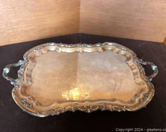 Gorgeous Ornate Silverplate Serving Tray with Feet