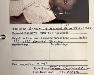 $150 - Excellent Condition                                                      Sanga (Black Girl from Tennessee) by Annette Himstedt (1992) 