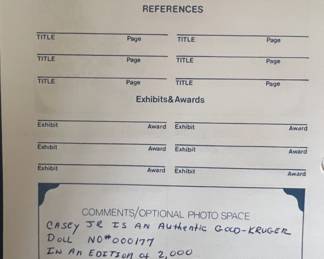 $75 - Excellent Condition                                                        Casey, Jr (White German Boy w/Train) by Good Kruger (1989)  #000177 of 2,000