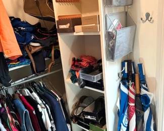 Cowboy boots, shoes, umbrellas