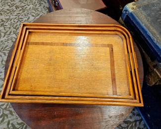 Incredible [ eduardian or mcm]  bamboo tray set [x3]