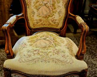 Needlepoint chair in pale pink and cream